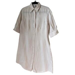 Vintage Renna Sport Diaz Milano Linen Button Down Shirt Dress 6 luxury italian